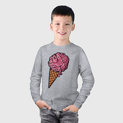 Лонгслив хлопковый детский Brain ice cream, цвет: меланж — фото 2