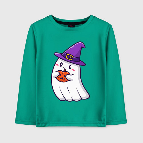 Детский лонгслив Добрый призрак / Зеленый – фото 1