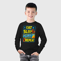Лонгслив хлопковый детский Eat sleep fly, цвет: черный — фото 2