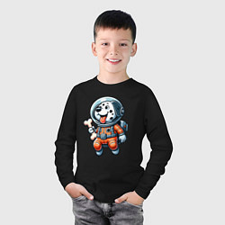 Лонгслив хлопковый детский Dalmatian cosmonaut puppy with a bone, цвет: черный — фото 2