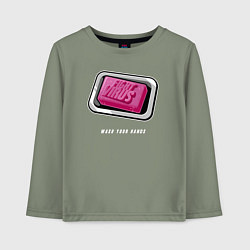 Лонгслив хлопковый детский Сражайся с вирусом мой руки, цвет: авокадо
