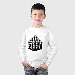 Лонгслив хлопковый детский The chessboard, цвет: белый — фото 2