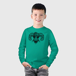 Лонгслив хлопковый детский Баран модный, цвет: зеленый — фото 2