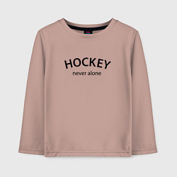 Лонгслив хлопковый детский Hockey never alone - motto, цвет: пыльно-розовый