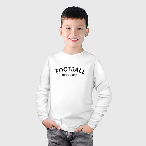 Детский лонгслив Football never alone - motto / Белый – фото 3