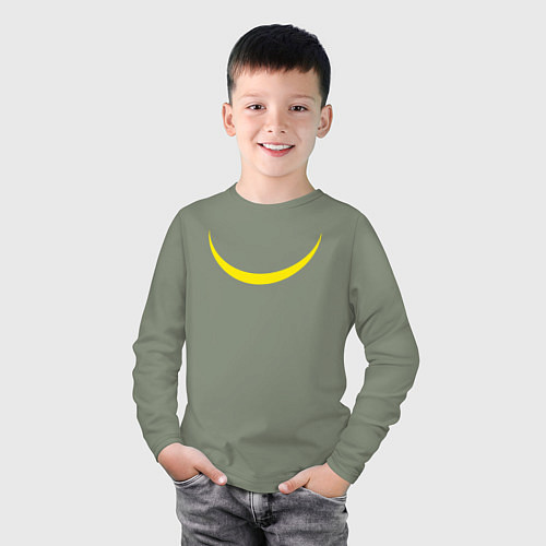 Детский лонгслив Желтый полумесяц улыбкой / Авокадо – фото 3