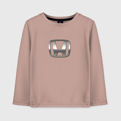 Детский лонгслив Honda logo auto grey / Пыльно-розовый – фото 1