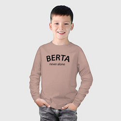 Лонгслив хлопковый детский Berta never alone - motto, цвет: пыльно-розовый — фото 2