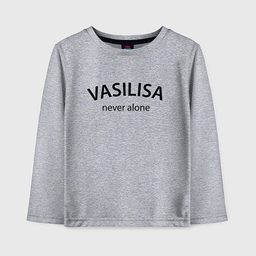 Детский лонгслив Vasilisa never alone - motto / Меланж – фото 1