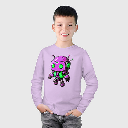 Детский лонгслив Фиолетовый робот инопланетянин / Лаванда – фото 3