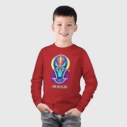 Лонгслив хлопковый детский I am an alien, цвет: красный — фото 2