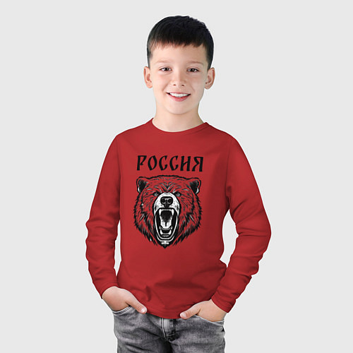 Детский лонгслив Медведь Россия / Красный – фото 3