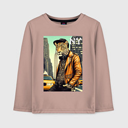 Детский лонгслив The cool leopard is a New Yorker