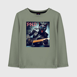 Детский лонгслив Чёрный котяра - панк гитарист