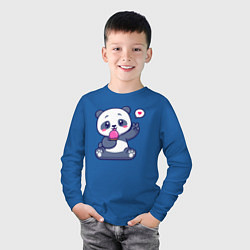 Лонгслив хлопковый детский Ice cream panda, цвет: синий — фото 2