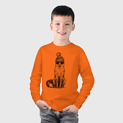 Лонгслив хлопковый детский Лисичка на стиле, цвет: оранжевый — фото 2