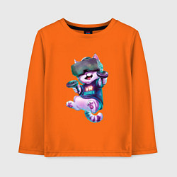 Лонгслив хлопковый детский Кот-геймер в VR-шлеме, цвет: оранжевый