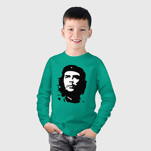 Детский лонгслив Черно-белый силуэт Че Гевара / Зеленый – фото 3