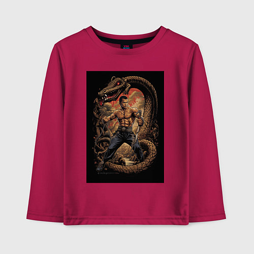 Детский лонгслив Боец Муай Тай / Маджента – фото 1