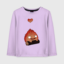 Лонгслив хлопковый детский Кальцифер сердце, цвет: лаванда