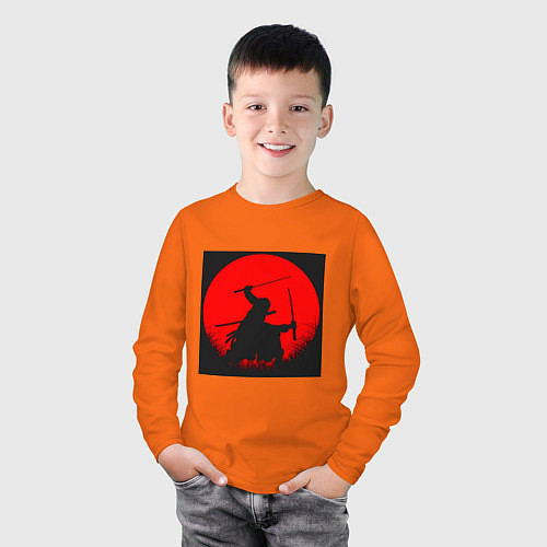 Детский лонгслив Охотник на пиратов Зоро Ророноа / Оранжевый – фото 3