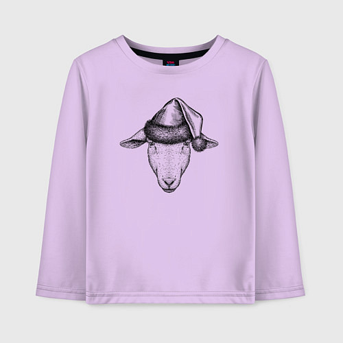 Детский лонгслив Овца в новогоднем колпаке / Лаванда – фото 1