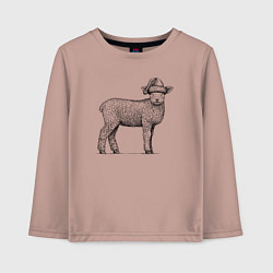 Лонгслив хлопковый детский Ягненок новогодний, цвет: пыльно-розовый