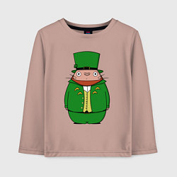 Лонгслив хлопковый детский Тоторо леприкон, цвет: пыльно-розовый