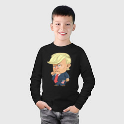 Лонгслив хлопковый детский Мистер Трамп, цвет: черный — фото 2