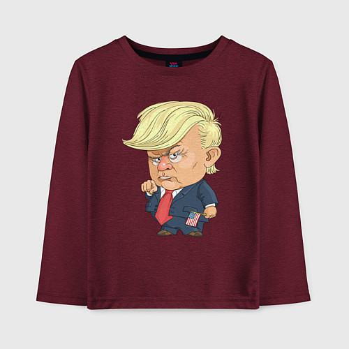 Детский лонгслив Мистер Трамп / Меланж-бордовый – фото 1