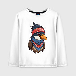 Лонгслив хлопковый детский Птица в бандане в стиле Хип-хоп, цвет: белый