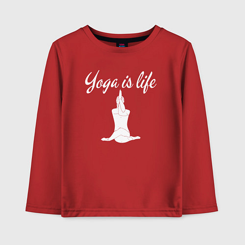 Детский лонгслив Yoga is life / Красный – фото 1