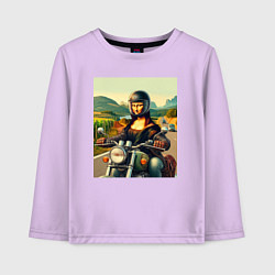 Лонгслив хлопковый детский Mona Lisa on a motorcycle - ai art, цвет: лаванда