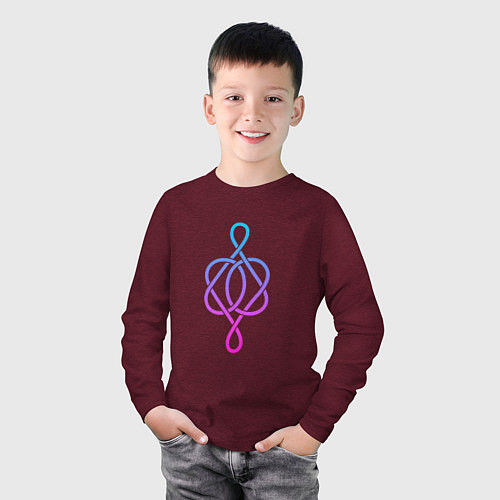 Детский лонгслив Кельтский фиолетовый узор / Меланж-бордовый – фото 3
