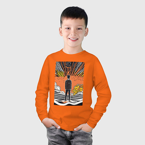 Детский лонгслив Человекус / Оранжевый – фото 3