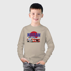 Лонгслив хлопковый детский Nissan Skyline GTR 32, цвет: миндальный — фото 2