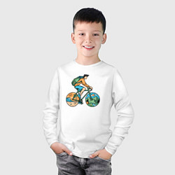 Лонгслив хлопковый детский Nature biker, цвет: белый — фото 2