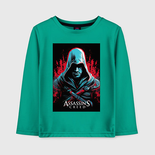 Детский лонгслив Assassins creed классика / Зеленый – фото 1
