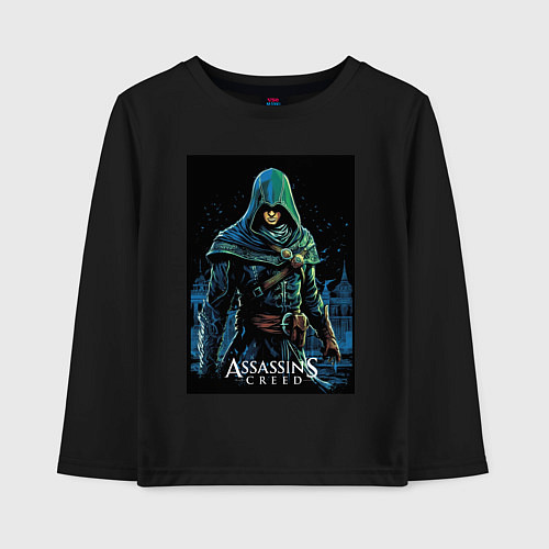 Детский лонгслив Assassins creed в капюшоне / Черный – фото 1