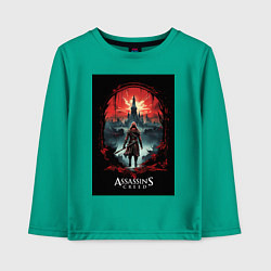 Лонгслив хлопковый детский Assassins creed загадочный город, цвет: зеленый