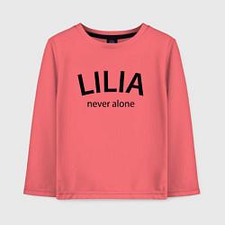 Лонгслив хлопковый детский Lilia never alone - motto, цвет: коралловый