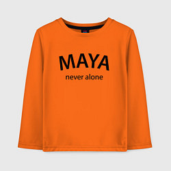 Лонгслив хлопковый детский Maya never alone- motto, цвет: оранжевый