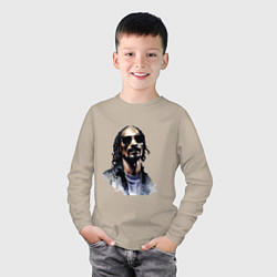 Лонгслив хлопковый детский Snoop dog, цвет: миндальный — фото 2