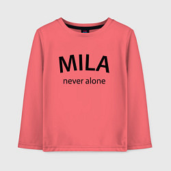 Лонгслив хлопковый детский Mila never alone - motto, цвет: коралловый