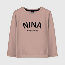 Лонгслив хлопковый детский Nina never alone - motto, цвет: пыльно-розовый