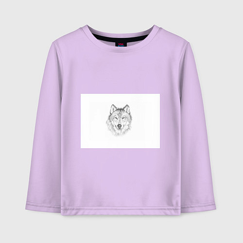 Детский лонгслив Нарисованный волк зубами щёлк / Лаванда – фото 1