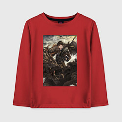 Лонгслив хлопковый детский Чжун Ли - дракон, цвет: красный