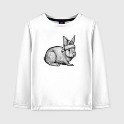 Лонгслив хлопковый детский Заяц новогодний, цвет: белый