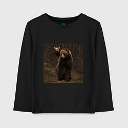 Лонгслив хлопковый детский Медведи гуляют по лесу, цвет: черный