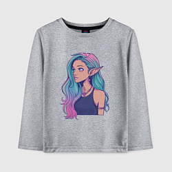 Лонгслив хлопковый детский Девушка эльфийка Крутая городская с разноцветными, цвет: меланж